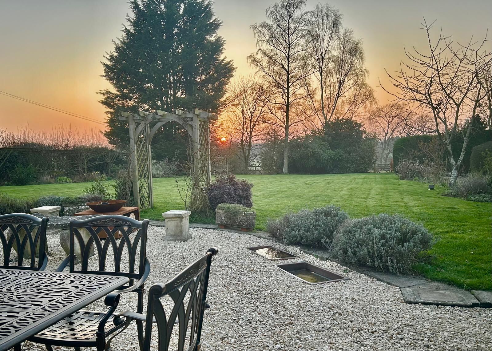 The garden at sunset