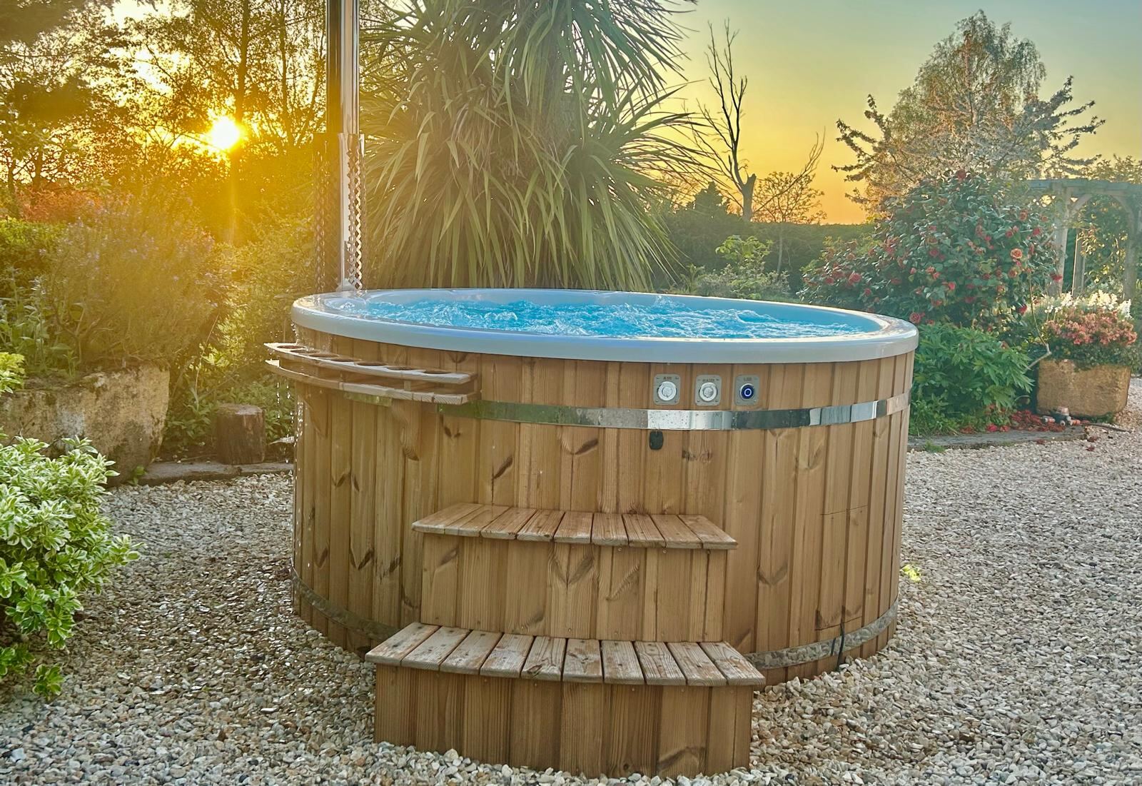 Hot tub at sunset