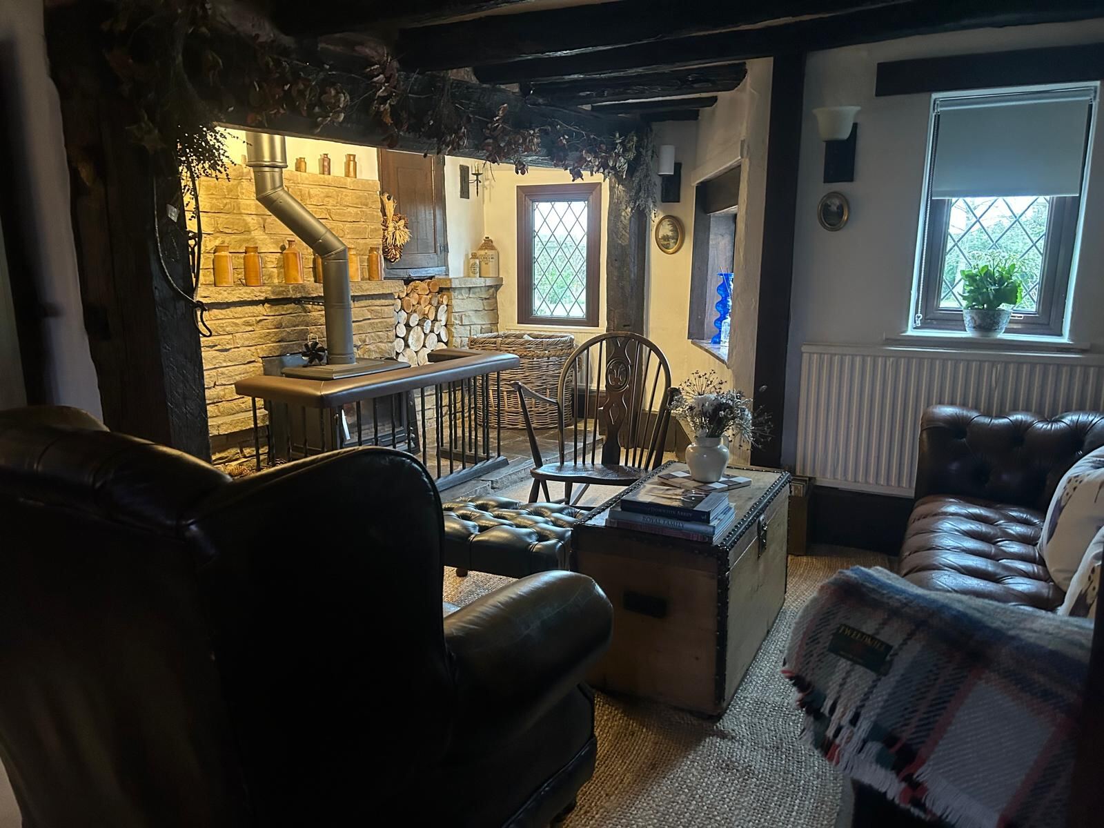 The snug with leather armchairs